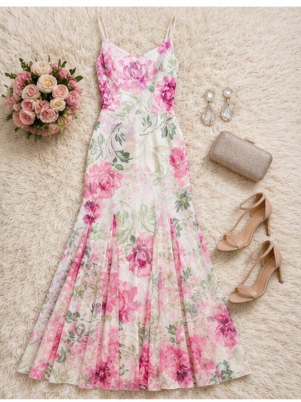 Betsy & Adam Pink Floral Maxi Dress